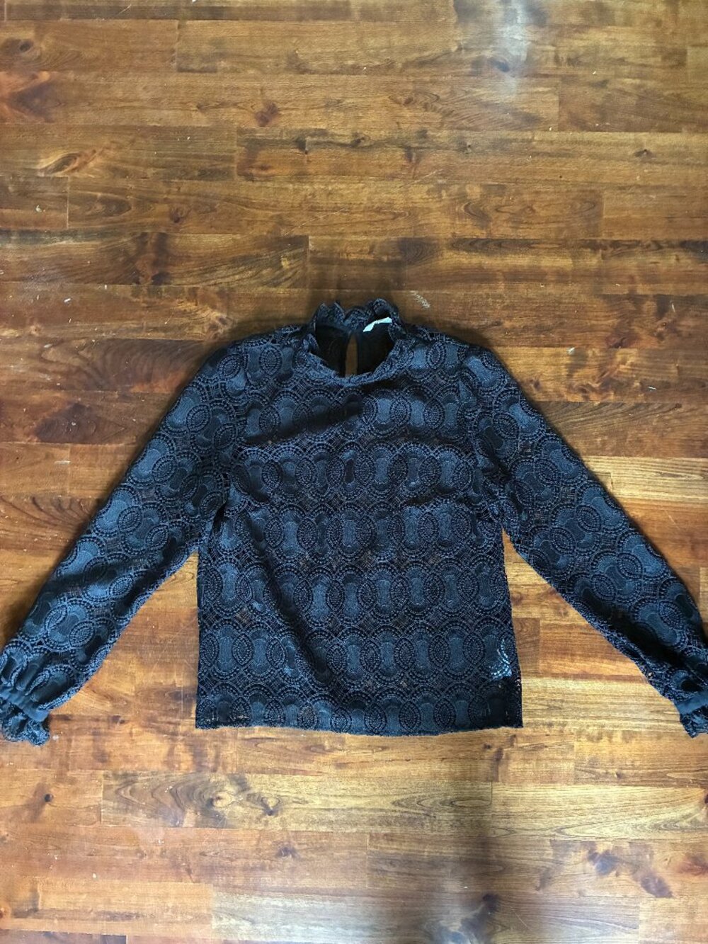 Boden Black Lace Trim Blouse sz US8